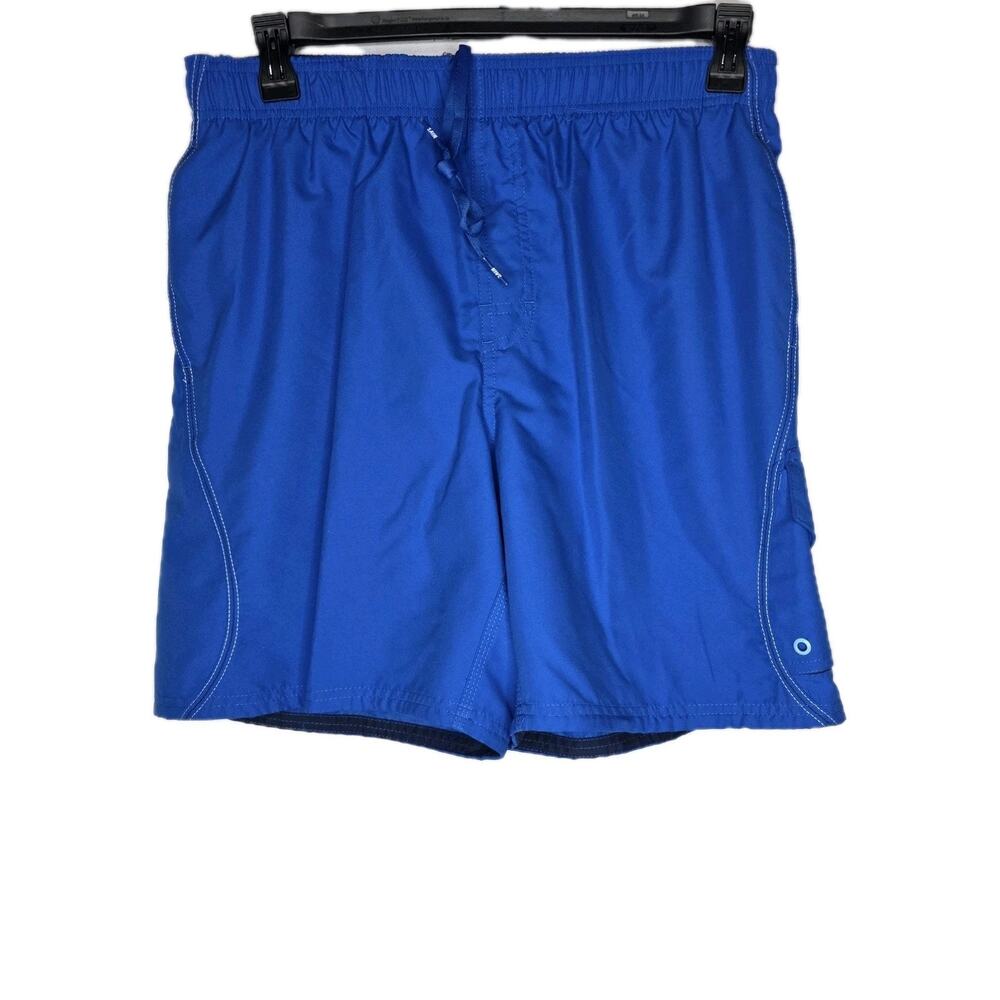 Nike Mens Blue Athletic Shorts Swim Trunks Large Mesh Lined Pockets Draw String